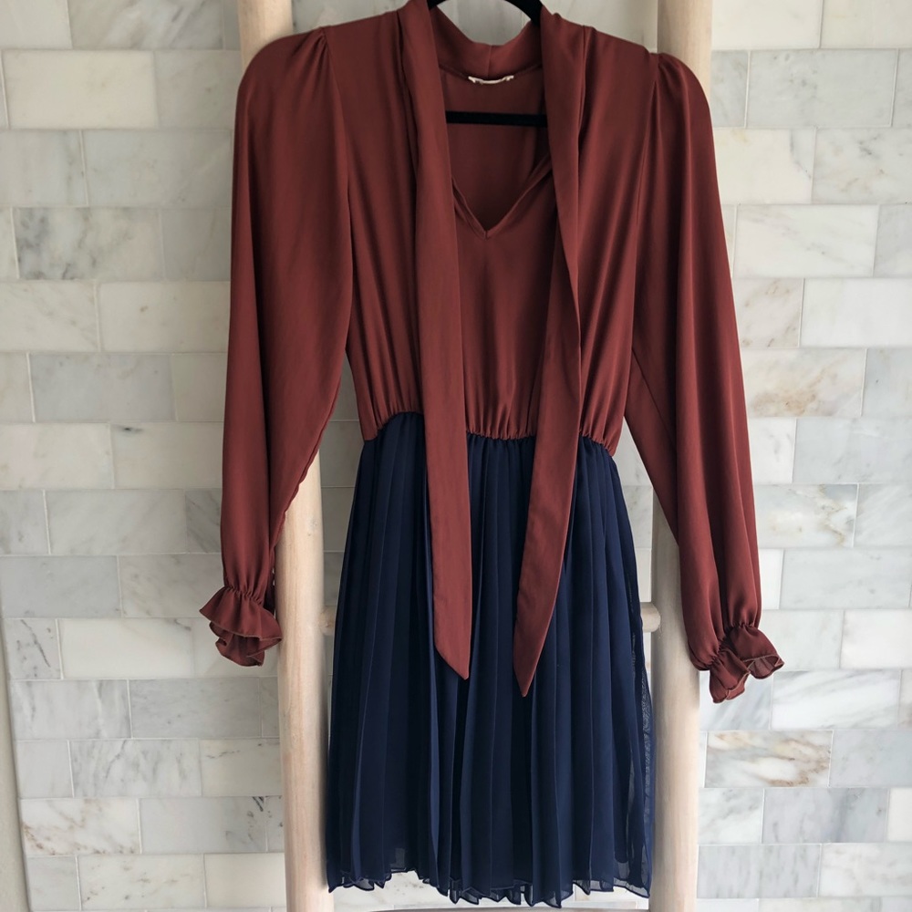 Block color mini dress